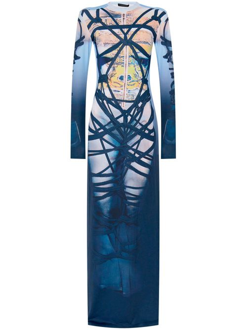Graphic-print maxi dress - Blue