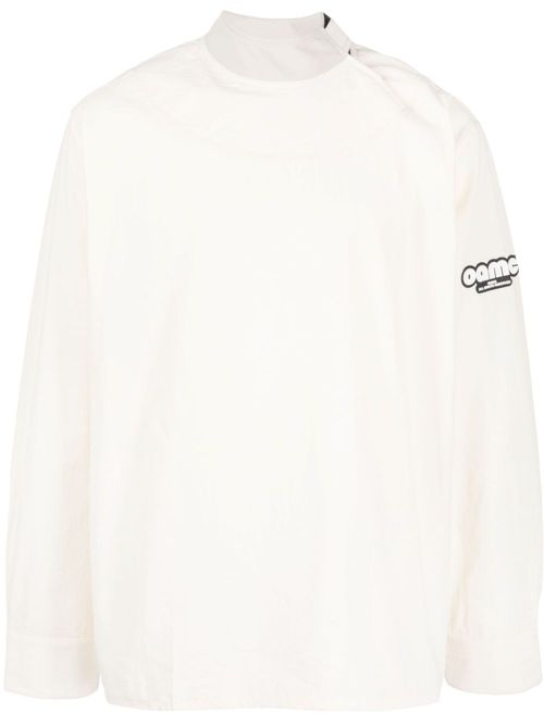 Logo-patch cotton shirt - White