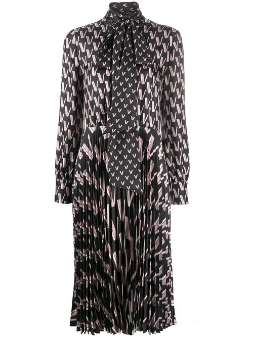 Valentino Garavani Double VLOGO pussy-bow dress - Black