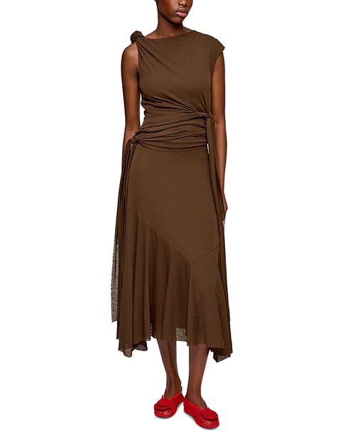 Mesh Draped Knot Dress