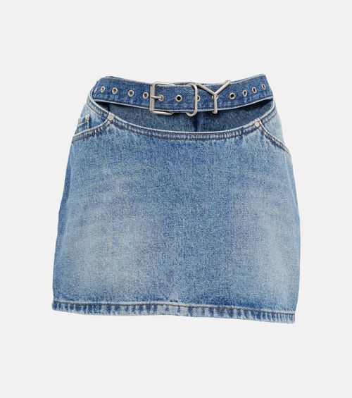 Cut-out denim miniskirt