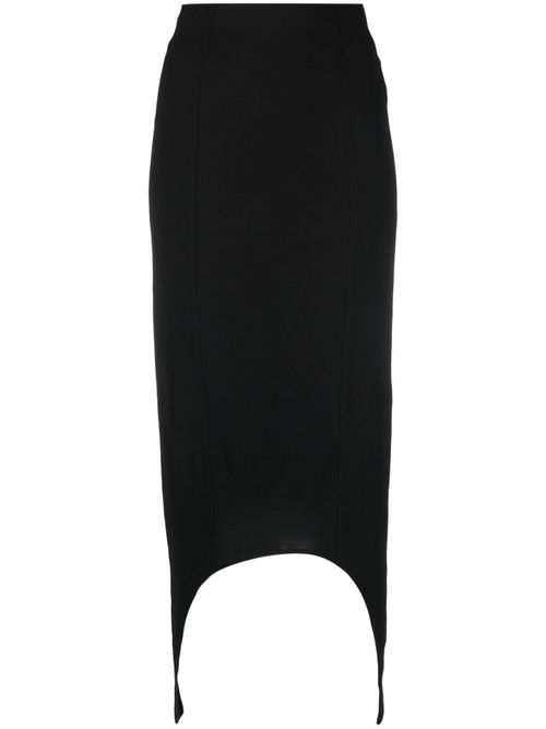 Asymmetric high-waisted midi skirt - Black