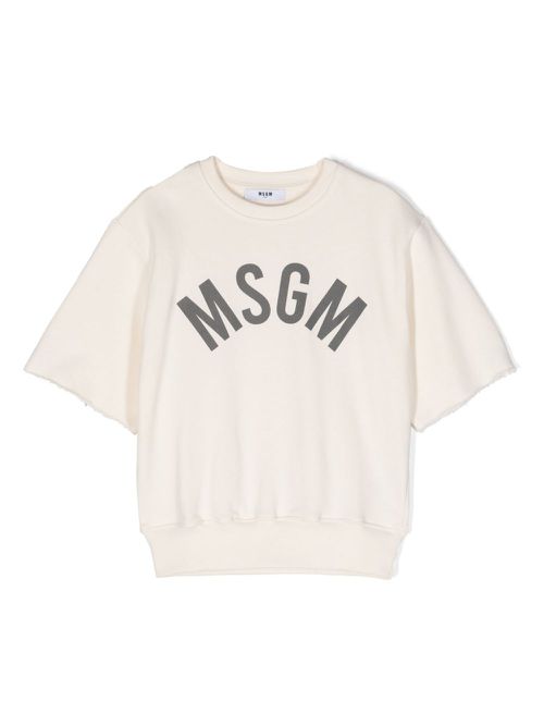 Logo-print short-sleeve sweatshirt - Neutrals