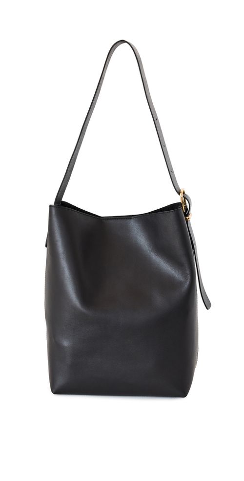 The Essential Bucket Tote in Leather True Black One Size