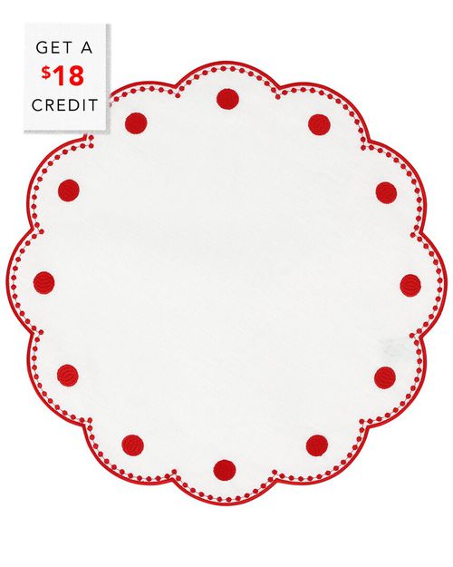 Set Of 4 Tessuti Round Placemats With Red Dots With $18 Credit