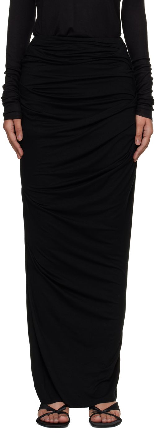 Black Drape Maxi Skirt
