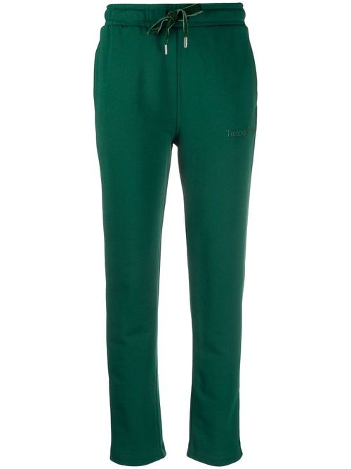 Logo-embroidery cotton sweatpants - Green