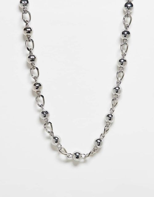 Unisex chain and ball necklace in silver