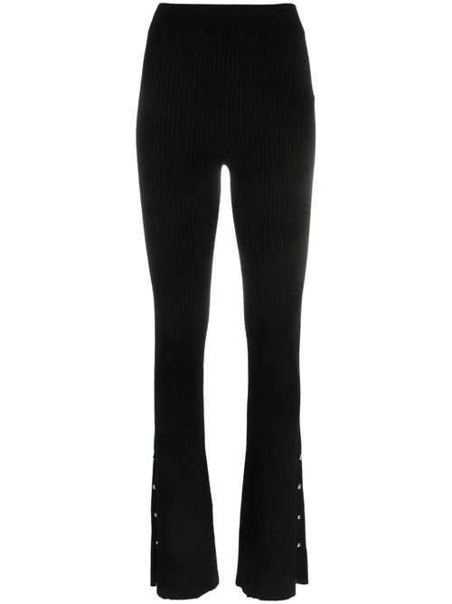 High-waisted ribbed-knit trousers - Black
