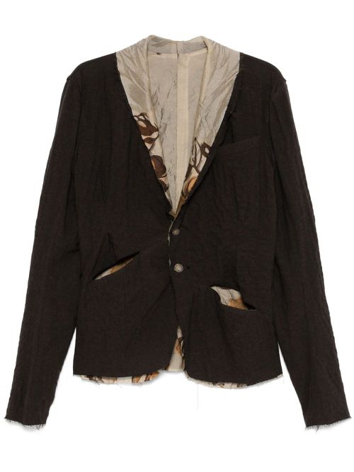 Contrasting-trim blazer - Brown