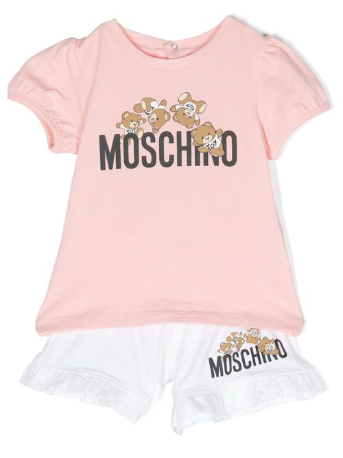 Teddy Bear-print shorts set - White