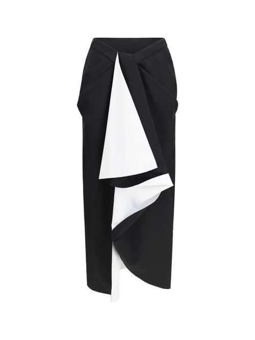 Double-Faced Wool and Mohair Draped Skirt — Black