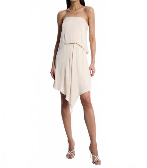 Strapless Drape Midi Dress In Parchment