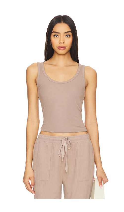 Bobi GERIPPTES TOP in Taupe. Größe XS. Also in L, M