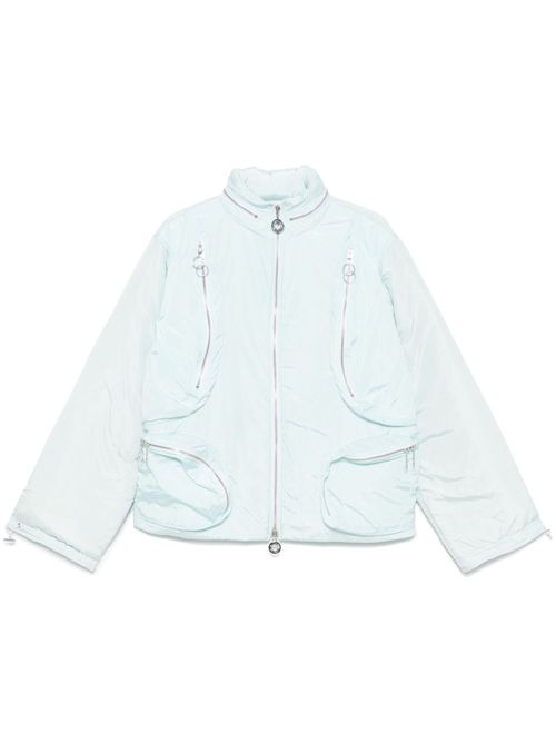 Blue Multi-Pocket Bomber Jacket - Men's - Nylon/Polyester/Viscose/Merino
