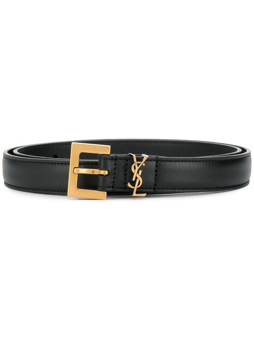 Monogram leather belt - Black