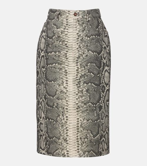 Adelaide snake-print cotton midi skirt