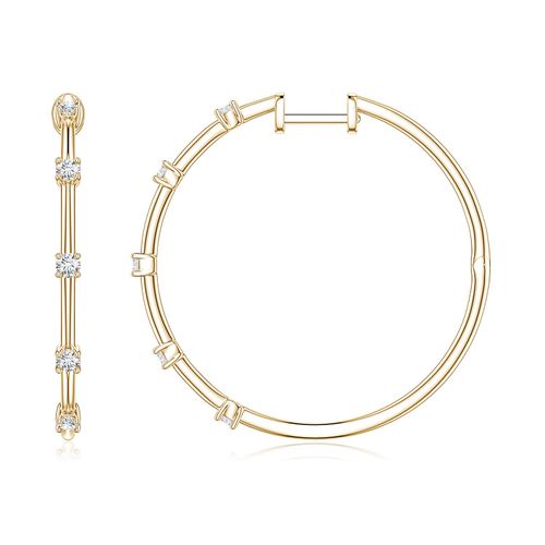 Angara 0.35 CTW Round Lab-Grown Diamond Five-Stone Station Hoop Earrings in 14K Yellow Gold