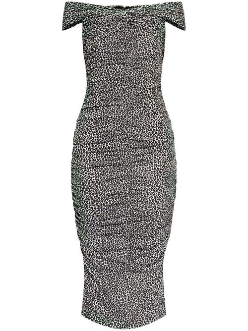 Leopard-print midi dress - Black