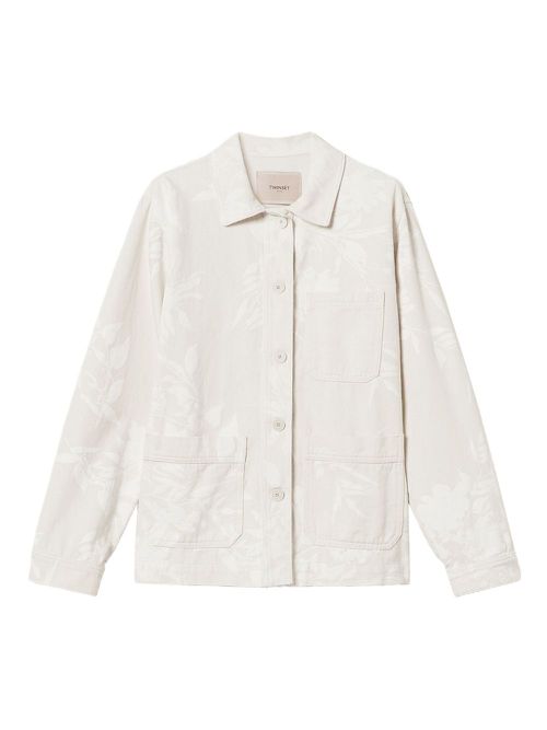 TWINSET floral-jacquard shirt jacket - White