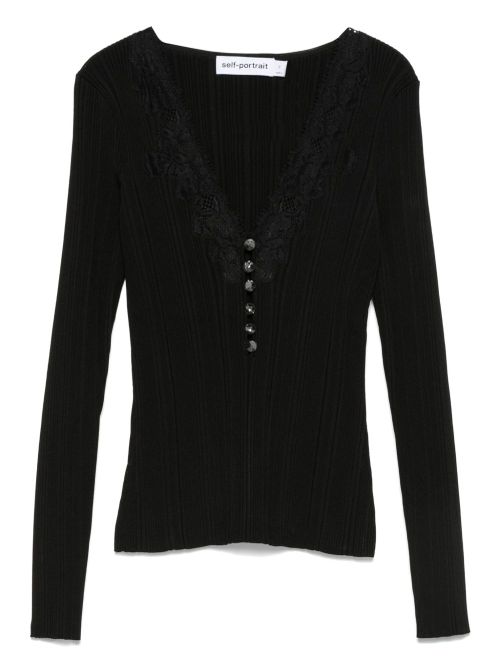 Lace-trimmed ribbed top