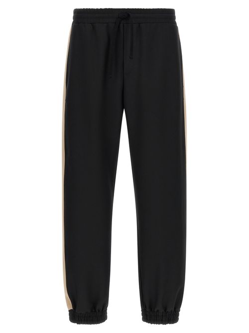 Side-Striped Polyester Joggers — Black