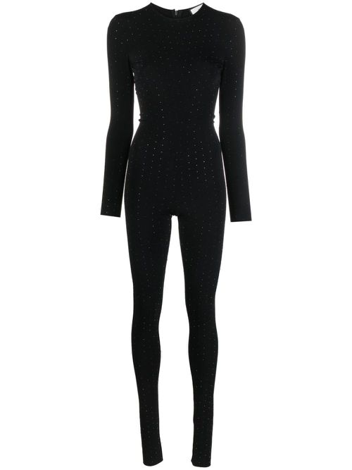 Long-sleeve glitter-detail jumpsuit - Black