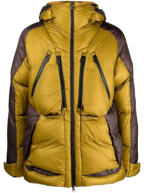 Two-tone hooded down jacket - Yellow