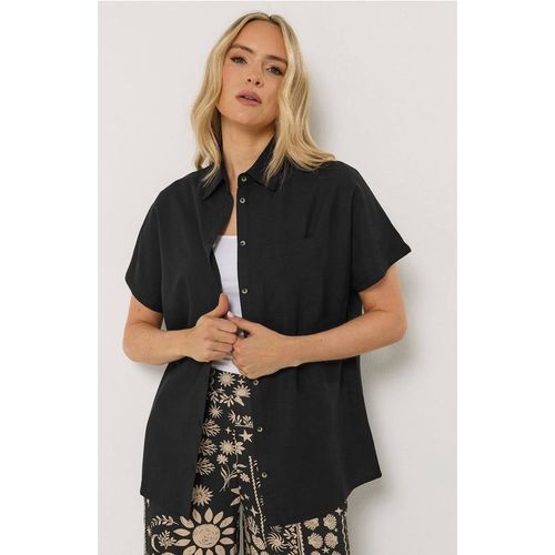 Long Tall Sally Tall Short Sleeve Linen Shirt In Black