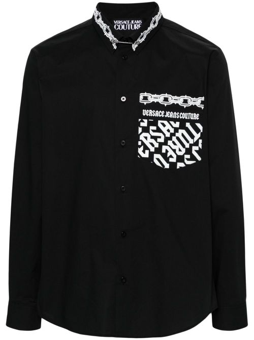 Logo-print cotton shirt - Black