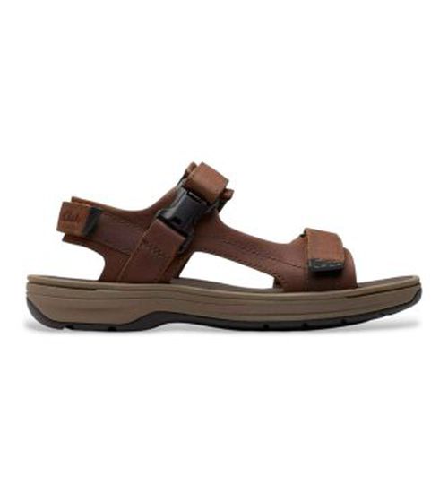 Clarks pour homme. 26184777 Sandales en cuir Saltway Edge marron 42, Plat, Velcro