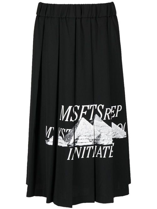 Logo-print pleated skirt - Black