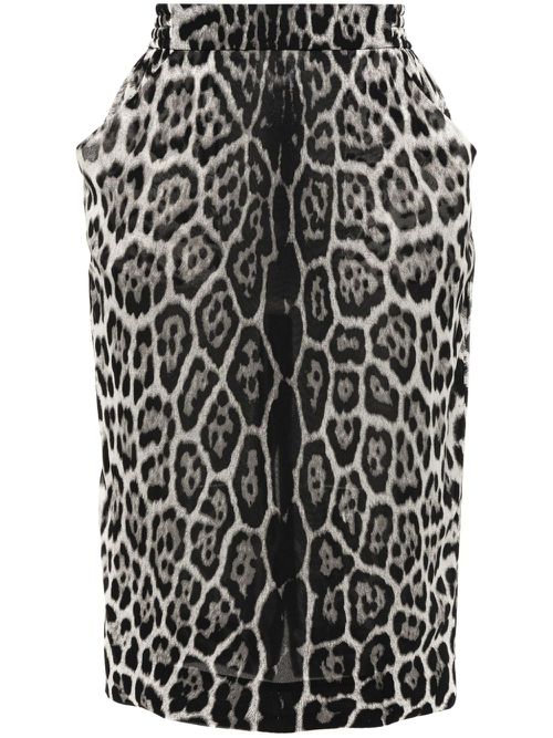 Leopard-print silk skirt - Black