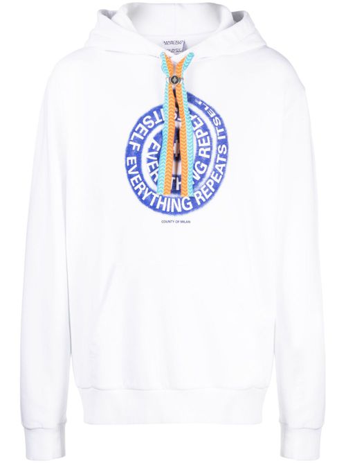 Swirl-print cotton hoodie - White
