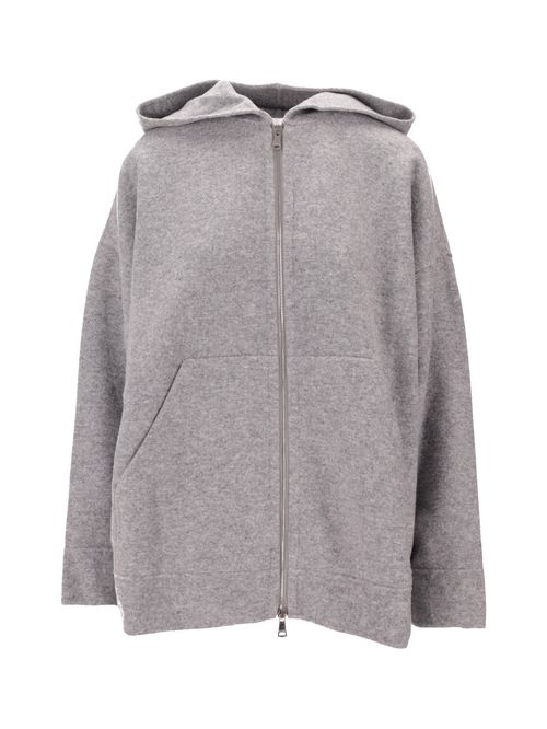 Grey Zip Up Relaxed Hoodie