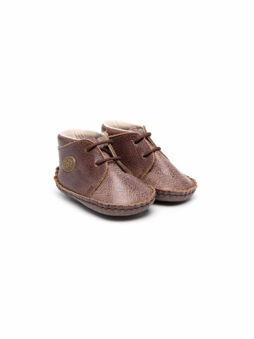 Leather crib shoes - Brown