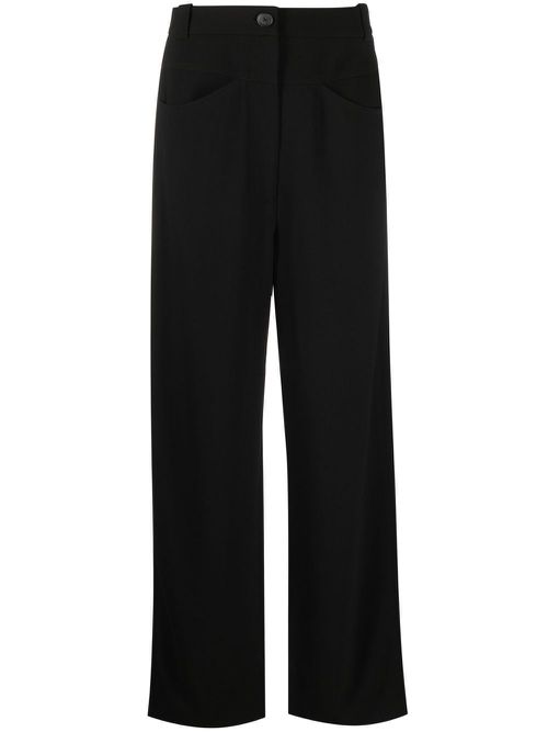High-waisted straight leg trousers - Black