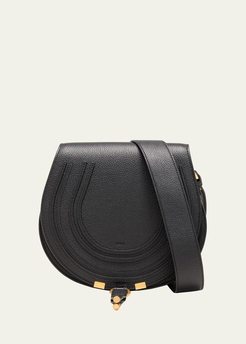 Marcie Medium Saddle Crossbody Bag in Grained Calfskin