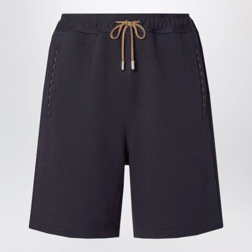 Men's Leather Bermuda Shorts with Contrast Stitching