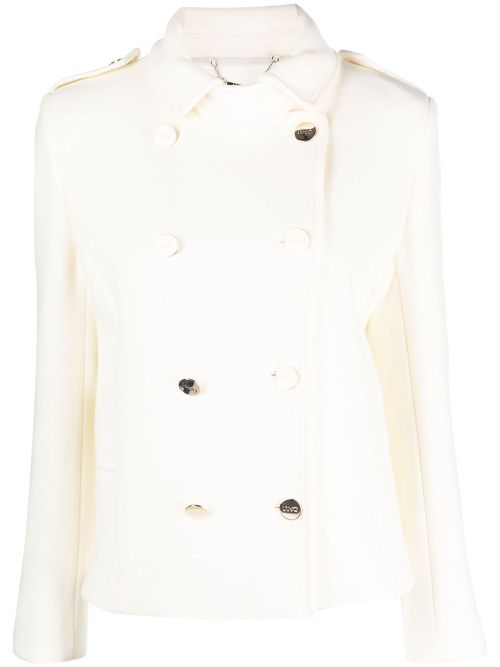 Double-breasted virgin wool coat - Neutrals