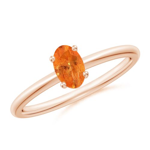 Angara 0.59 Carat Classic Solitaire Oval Spessartite Promise Ring in 14K Rose Gold