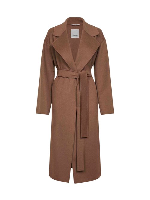 Virgin Wool Wrap Coat — Camel
