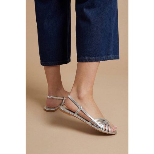 Dorothy Perkins Women's Elaina Cross Strap Slingback Flat Sandals in Silver