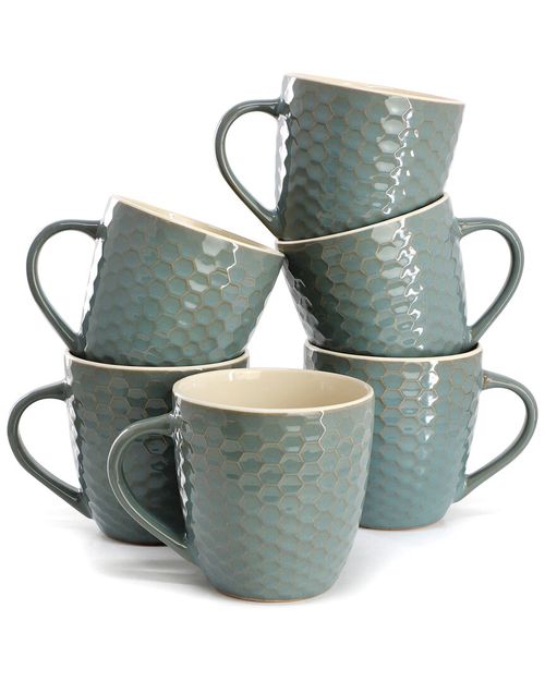 Honeycomb 6pc Turquoise Mug Set