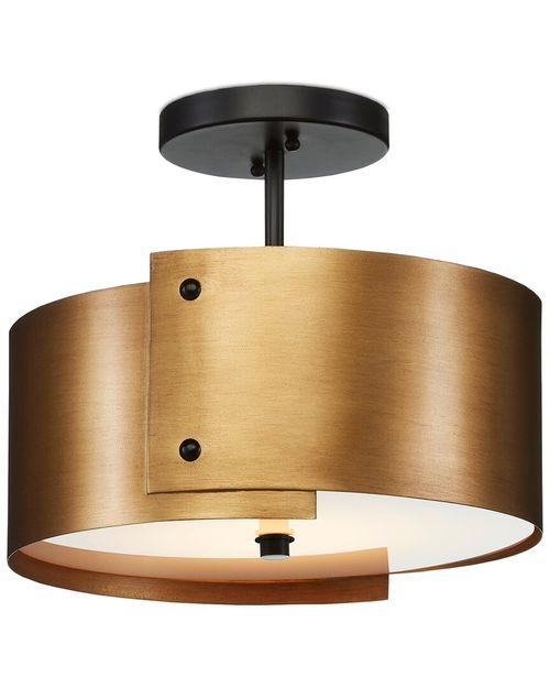 Ritsu 13.75In Brass Led Semi-Flush Mount
