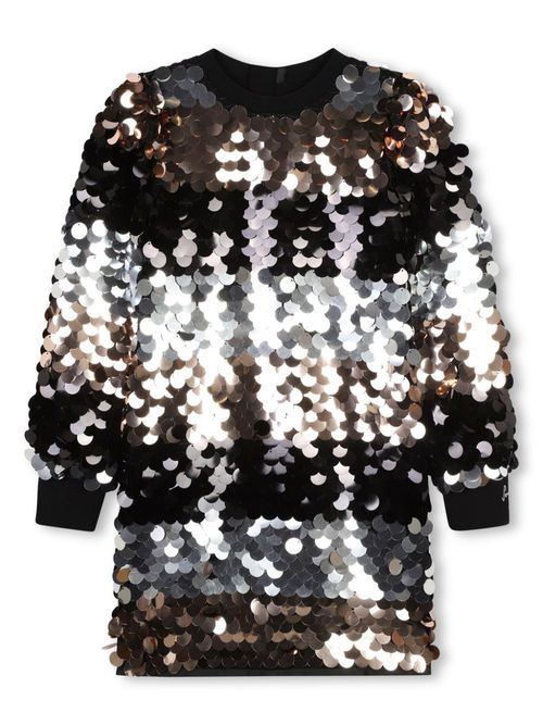 Striped sequin-embellished dress - Black