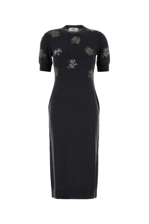 Charcoal Stretch Wool Dress