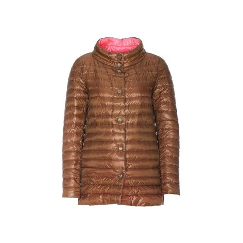 Quilted Polyamide Down Jacket — Brown