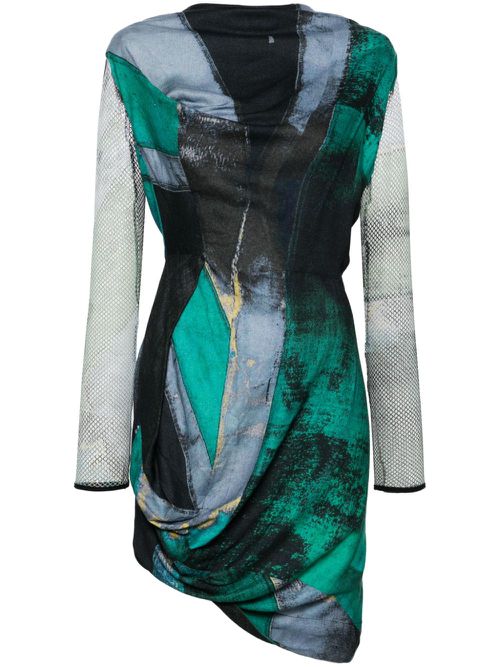 2015-2016s Fond mesh-sleeves dress - Blue