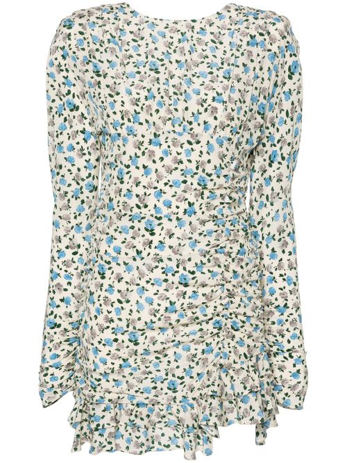 Floral-print silk mini dress - Neutrals